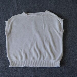 LOFT Women's Textured Knit Short Sleeve Sweater Top Off White Size S